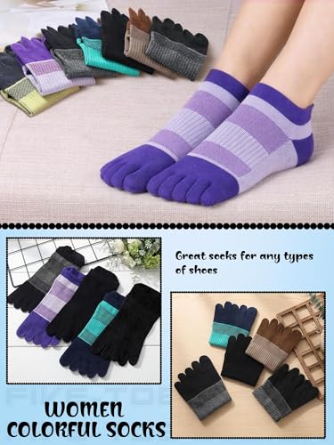 Image of Fourluoo 6 Pairs Women Cotton Athletic Toe Socks