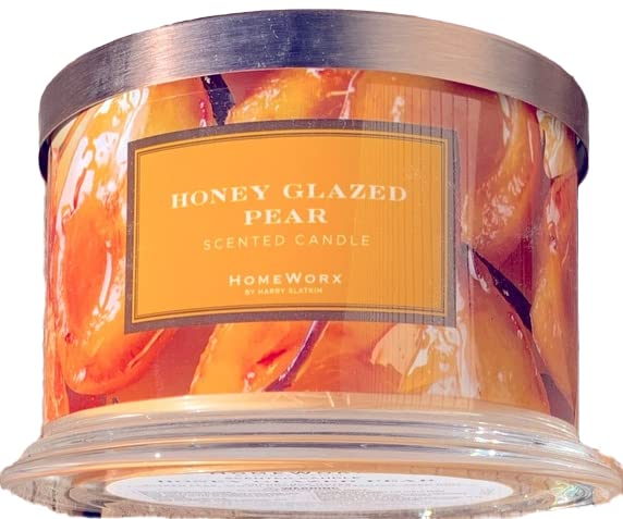 HomeWorx by Harry Slatkin 4 Wick Candle, 18 oz, Honey Glazed Pear