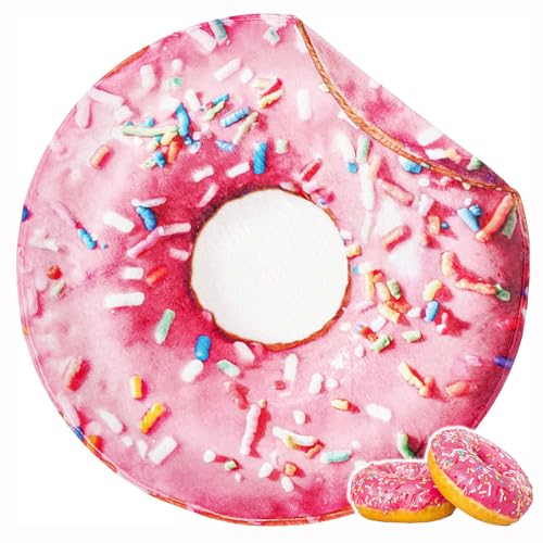 Image of Bnuitland Pink Donut Blanket, 300 GSM Double Sided Giant Realistic Funny Gift Throw for Sofa Bed, Super Soft Novelty Food Blanket for Kids /Pets and Adults