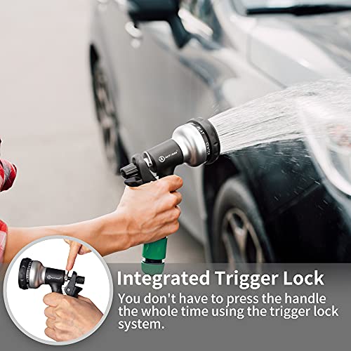 Image of AUTOMAN-Garden-Hose-Nozzle, ABS Water Spray Nozzle, 7 Adjustable Watering Patterns, Slip Resistant for Watering Plants, Lawn& Garden, Washing Cars, Cleaning, Showering Pets & Outdoor Fun.Silver Color