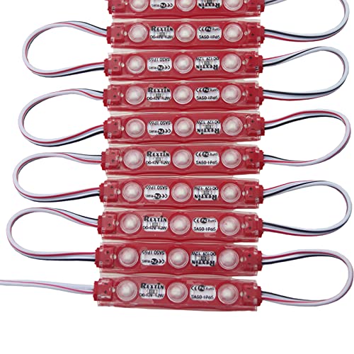 Image of Super Bright 200pcs 3 LED Module Red 2835 SMD Waterproof Decorative Light for Letter Sign Advertising Signs with Tape Adhesive Backside (Red)