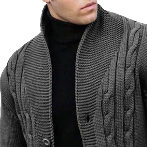Maiyifu-GJ Men's Slim Fit Thermal Cardigan Sweater Button Cable Knitted Sweaters Long Sleeve Knit Ribbed Outerwear2