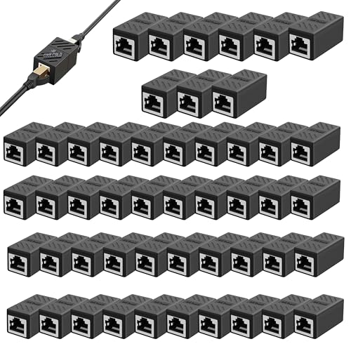 Image of COOLCOLD (Pack of 50) RJ45 Ethernet Coupler Cat7 Cat6 Cat5e LAN Connector Extender Adapter Female to Female Extension Jointer Network Cable Plug Extending Module for Router PC Laptop