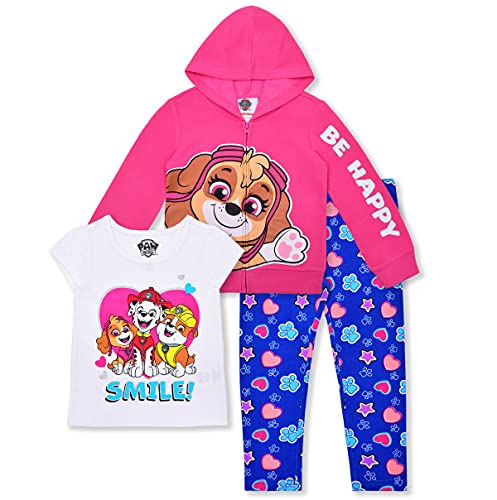 Paw Patrol Girls Skye, Marshall And Rubble Pink Hoodie, T-Shirt And Leggings Set For Toddler Girl, Little Girl And Big Girl #TOP17