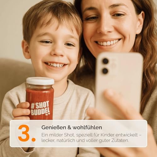 Hansegrün - Bio Kids Shots (50 Stk.) - Täglicher Allrounder für das Immunsystem¹, Zähne² & Knochen³ - Superfood-Pulver mit Gemüse, Früchten & Beeren - 100% echte Zutaten zur täglichen Zubereitung