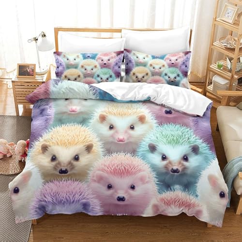 Parure de lit 3 pièces 3D HedgePorcs microfibre douce Super King 260x220