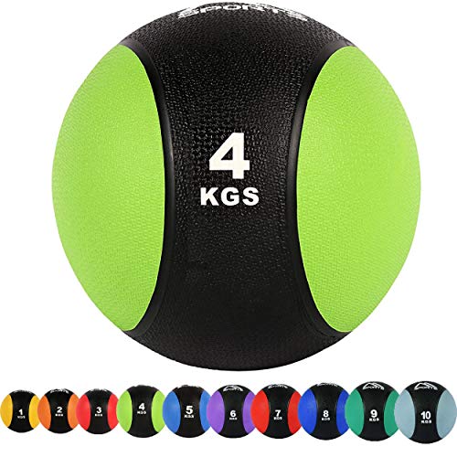 Balón medicinal 1 - 10 kg - calidad de gimnasio profesional con póster de ejercicios para balones de ejercicios – pelota medicinal