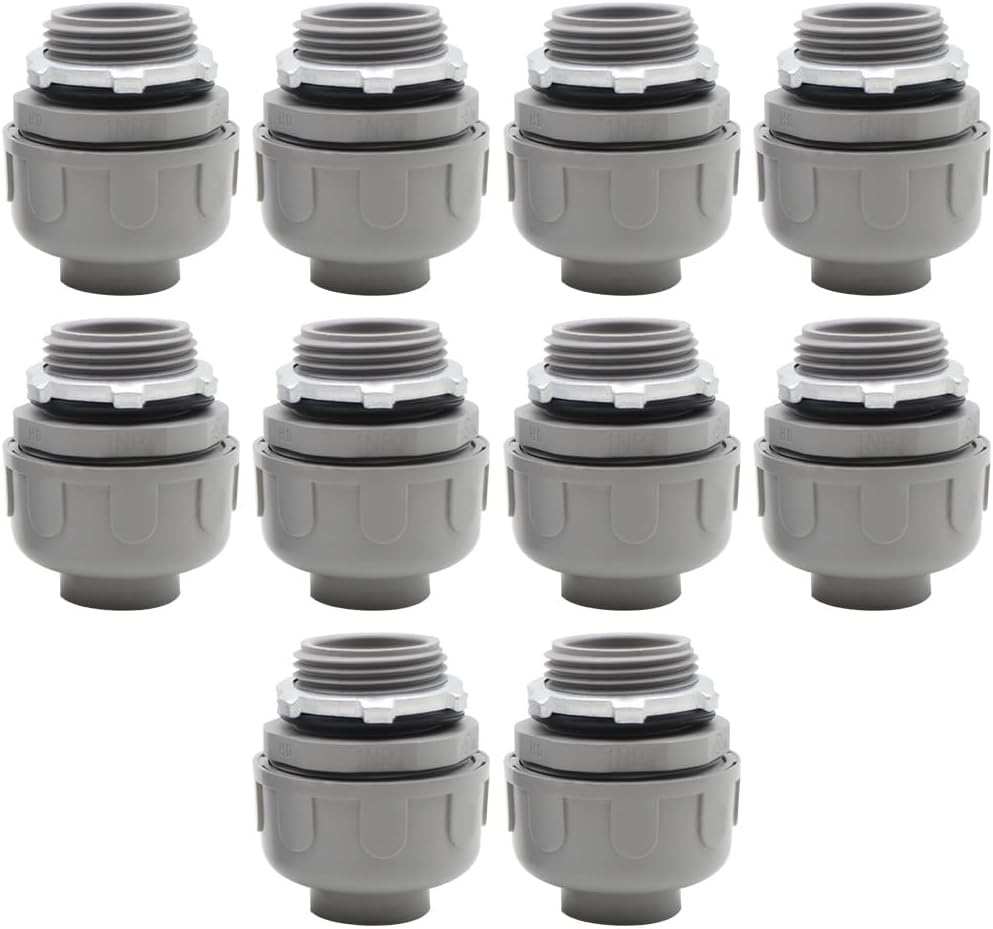 FNMC-B Liquid Tight Connector 1 Inch UL Listed PVC Flexible Conduit Connector,Electrical Conduit Fittings for Indoor and Outdoor Electrical Conduit Links(1"-10PCS)