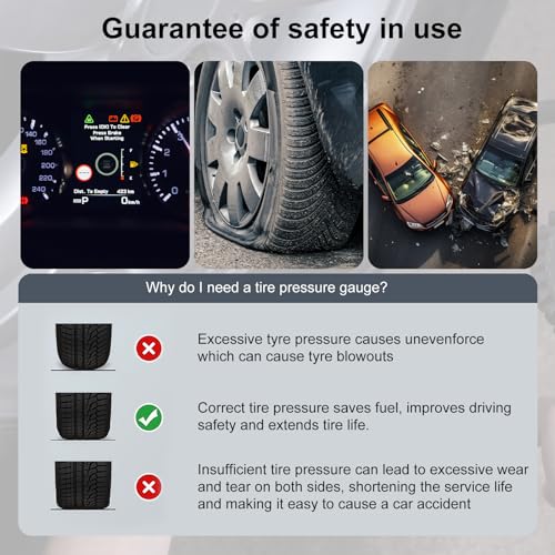 ATsafepro Digital Tyre Pressure Gauge 200 PSI/14 Bar - ANSI B40.1 Certified, Tyre Gauge Colour LCD, Backlit for Car, Moto, SUV, Truck - Image 6
