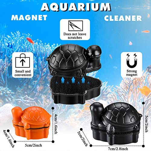 2 Pcs Algae Cleaning Scrapers Aquarium Tank Glass Brush Small Aquarium Magnet Cleaner Fish Tank Algae Cleaner Magnetic Aquarium Glass Cleaner For Fish Tank Cleaning (Tortoise, Coffee Black, Orange) #TOP2