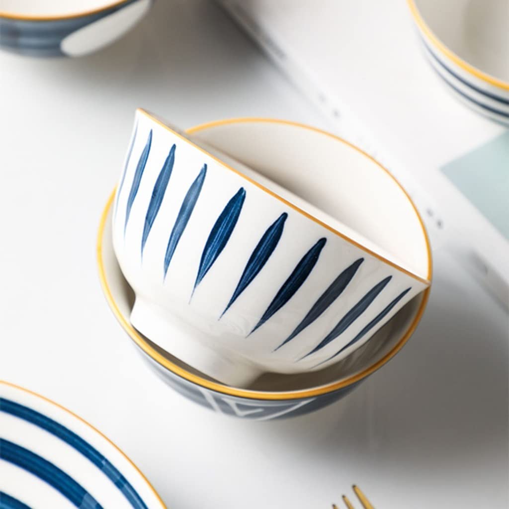 Miska do sałatek ceramiczna miska gospodarstwo domowe 10 zestawów kreatywna miska na ryż 13 cm miska ceramiczna prosta miska na ryż salaterka miska do serwowania (B, L)