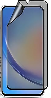 واقي شاشة بلاستيكي غير لامع للخصوصية مضاد للصدمات مع اطار اسود (مضاد للبصمات، فتح بصمة الاصبع غير مدعوم) متوافق مع جالكسي A34 / M34 شبكة الجيل الخامس 5G