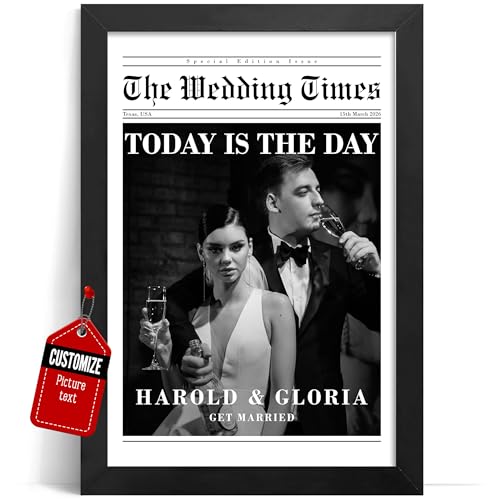 Personalized Modern-Classic Wedding Newspaper Poster – “The Wedding Times” Wall Art, Custom Front Page Print with Names, Date & Photo, Unique Canvas Keepsake Gift for Couples, Bride & Groom, or Anniversary Décor