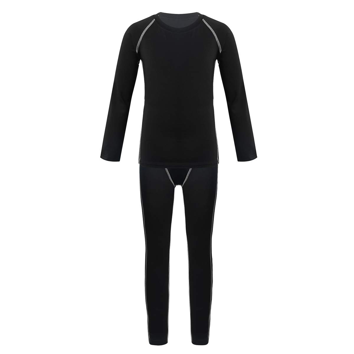 Yeahdor Kids Boys Girls Athletic Sports Compression Base Layer Shirt Top & Leggings Underwear Football Training Set Grey 5-6