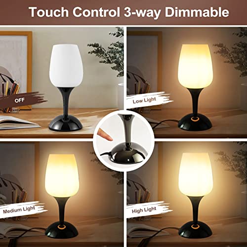 Luvkczc Small Bedside Table Lamp, Touch Lamps For Small Spaces With White Opal Glass Shade Modern Accent Lamp Nightstand Lamp For Bedroom Living Room, E12 Bulb Included #TOP1