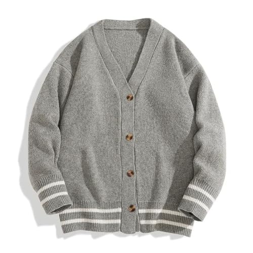 Men's Japanese Cardigan V-Neck Casual Loose Long-Sleeved Sweater2