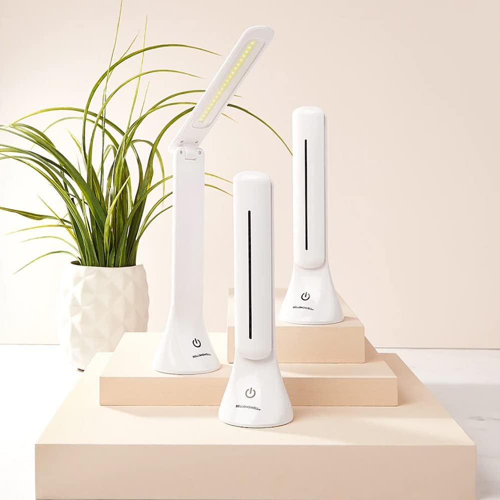 Bell+Howell Power Table Lamp Folding & Portable Desk Lamp COB LED Bulbs w/ 3 Brightness Settings: Low, Medium, High w/Dual-Connection: Wireless or USB for Laptop Attachment 9.8" As Seen On TV