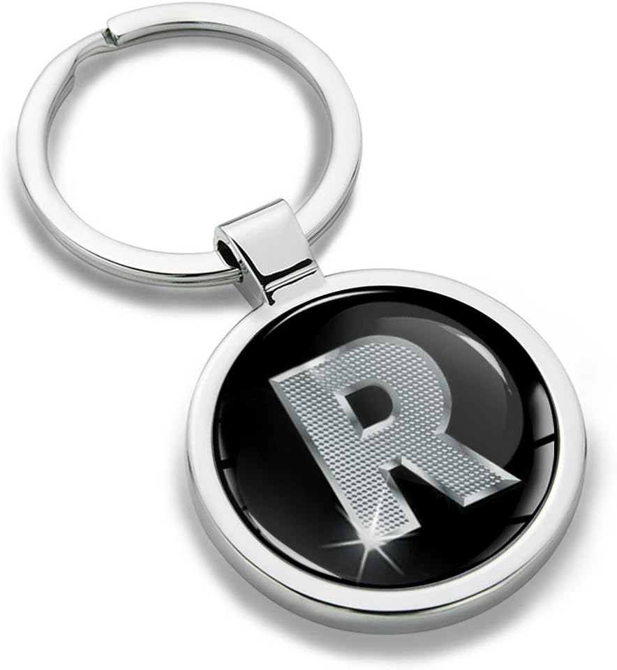 3D Metal Alphabet A-Z Personalised Initials Keyring Keychain Silver Men Women Gift Letter R, KK 18