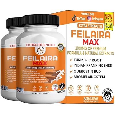 Feilaira Max Extra Strength Joint Support Supplement, 1500mg Glucosamine, 60 Capsules, 20 Day Supply (2)