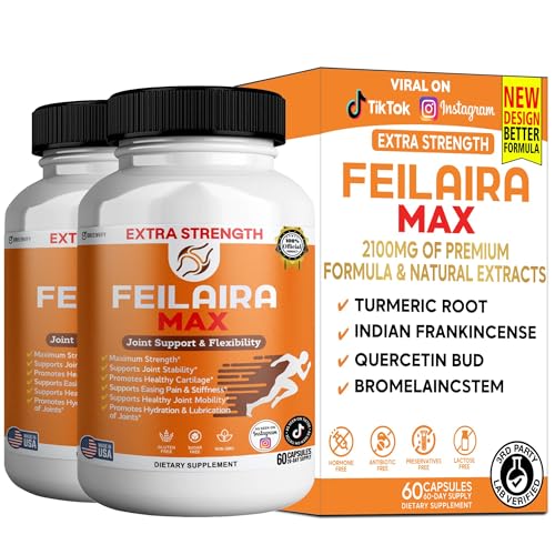 GREENVIFY Feilaira Max Extra Strength Joint Support Supplement 1500mg Glucosamine 60 Capsules 20 Day Supply (2)