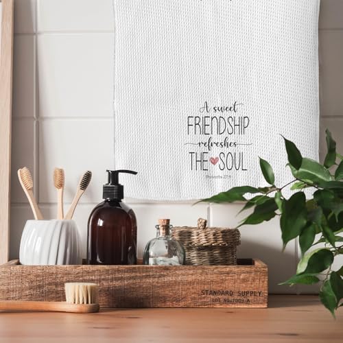 TNUW A Sweet Friendship Refreshes The Soul Kitchen Towels 16X24In, Gift for Friend Woman, Christian Gifts for Women Men, Hand Tea Towels for Kitchen Bathroom Decor - Image 5