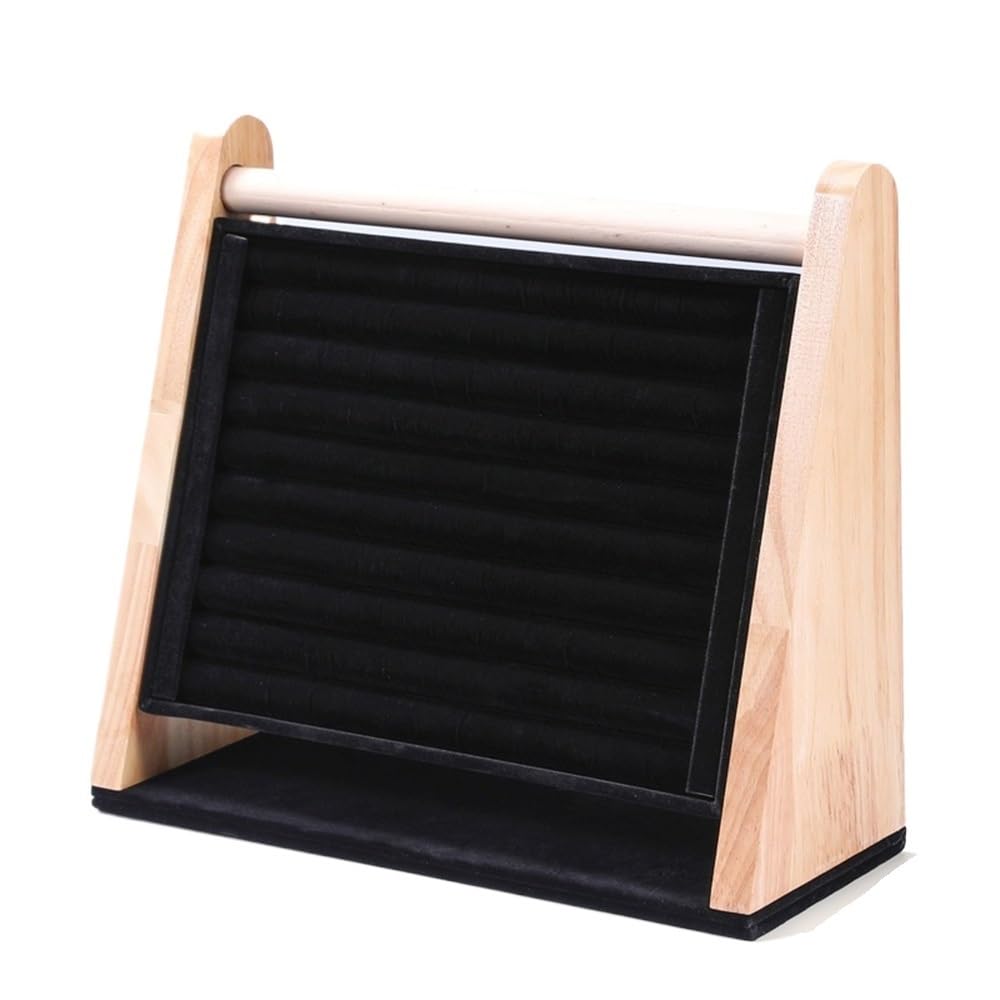 FAJNUZI2024 Jewellery Display Stand Wooden Jewelry Display Stand with Velvet Layer for Rings- Multiple Colors Available(Black)