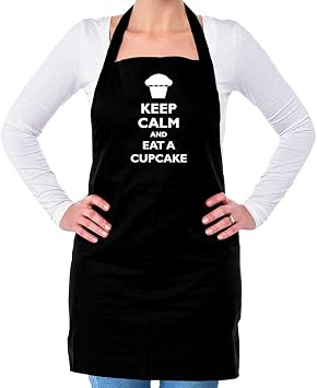 Dressdown Keep Calm and Eat A Cupcake - Unisex Adult Kitchen/BBQ Apron - Black - One Size