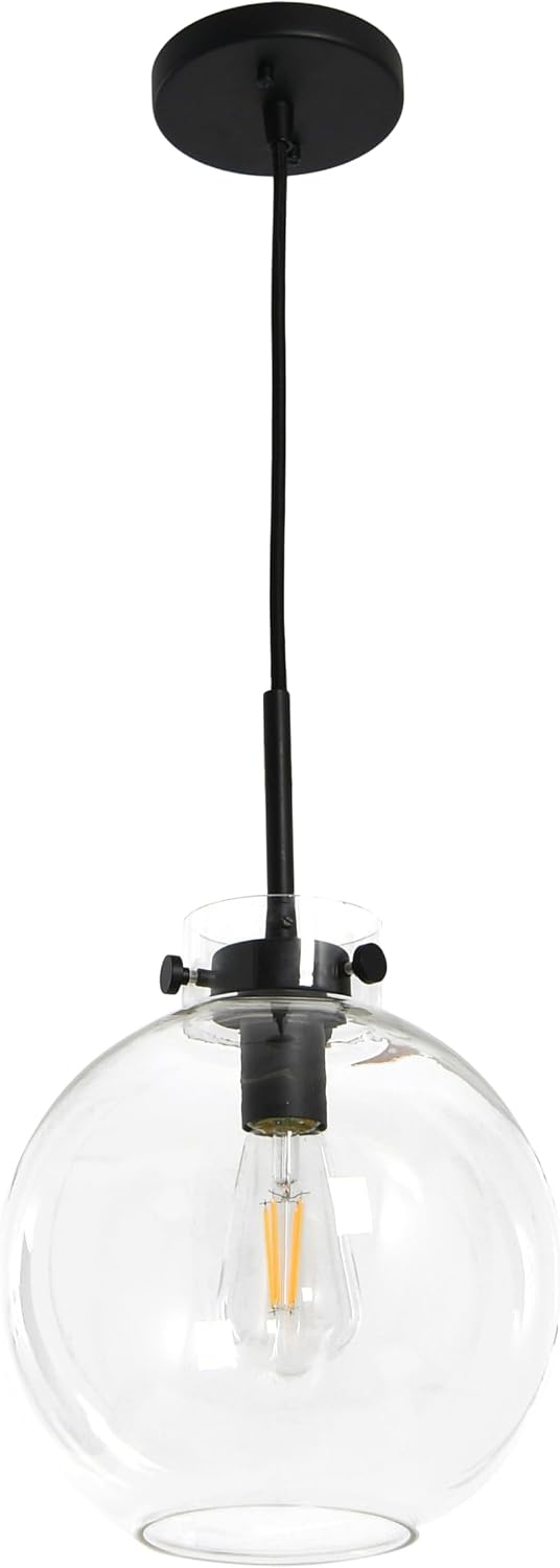 Marson - Round Clear Glass and Metal Ceiling Light, Matte Black