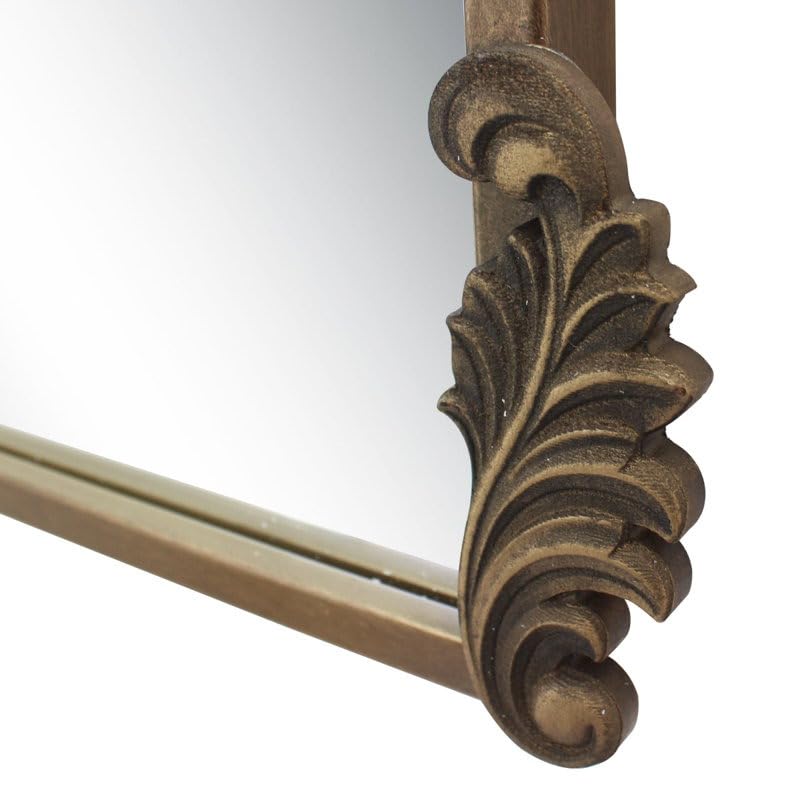 Image of Vintage Carved Mirror - Vertical Wooden Frame, Stylish and Timeless Wall Decor (60 x 100 Cm)