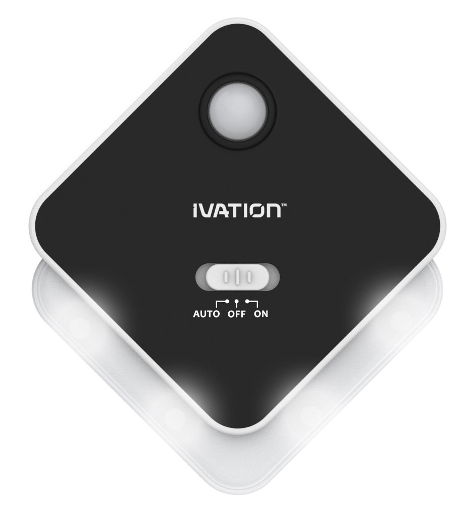 Ivation 4-LED Motion Sensor Light - Black - Battery Powered Night Light with a Built in Motion and Light Sensor