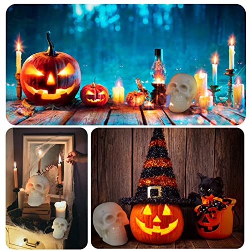 Lukinuo Silicone Skull Mold 2Pcs 3D Skull Resin Mold Skull Candle Mold Skeleton Head Skull Shape Mold For Candle Making Aromatherapy Soap Epoxy Casting Bar Wax Melt Polymer Clay Halloween Party #TOP2