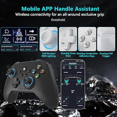 2.4G Wireless PC/Switch Controller with RGB Lighting/Programming Keys/Hall Joysticks/Hall Triggers/Vibrations,Three-Mode Switch Controller,Plug and Play Work for Windows PC, Android, Switch, Steam,TV
