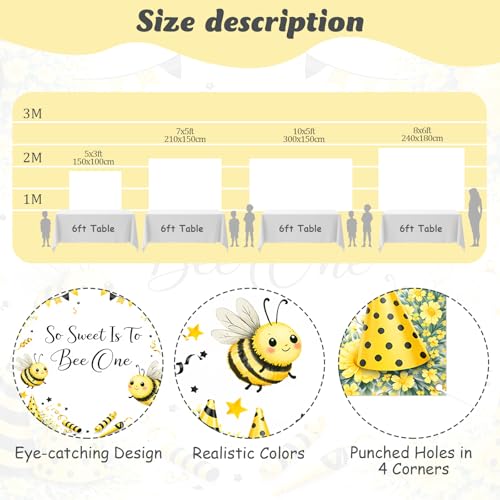 ZestZing Bumble Bee 1st Birthday Backdrop 5x3ft Yellow so Sweet is to Bee One Photography Background Vinyl for Baby Boys Girls First Bee Day Birthday Party Supplies Wall Hanging Indoor Outdoor by ZestZing - Used condition - Image 6