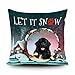BAGEYOU Let It Snow Housse de coussin carrée avec inscription « Happy Winter Holiday with My Favorite Dog » Motif flocon de neige et patte de neige de Terre-neuve, Noël, ferme 40,6 x 40,6 cm