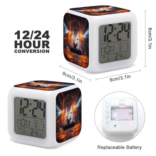 Reloj despertador digital de concierto de rock con pantalla LED inteligente y luz nocturna de 7 colores 3