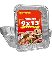 MAXTBEE 9x13 Aluminum Foil Pans, 10 Pack Disposable Trays Half Size Heavy Duty Tin Pans Deep Food...