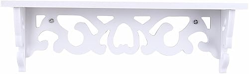 Yosoo estantes flotantes de madera para pared decorativos con diseño de filigrana, color blanco, diseño calado, Madera, Blanco, S