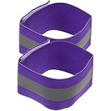 Toyvian Brazaletes Reflectantes Elásticos de Seguridad para Correr y Ciclismo, Banda Reflectante Nocturna Ajustable para Deporte al Aire Libre, 1 Par Color Púrpura, Tobilleras Creativas