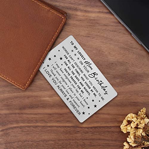 DEGASKEN Happy Birthday Mom Card - Mothers Birthday Decorations - Engraved Wallet Card, Mom Birthday Gift Ideas4