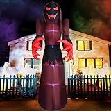 Rocinha 12 Ft Giant Halloween Inflatables Outdoor Decorations Grim Reaper Inflatable Halloween Decorations, Halloween Blow Up Yard Decorations with LED Light Halloween Inflatable Ghost for Front Yard