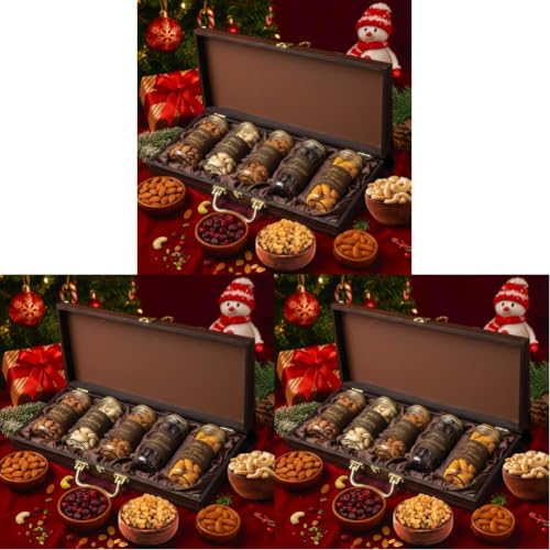 Image of Purevida Premium Dry Fruits Gift Box | 750g Assorted Nuts & Berries | Cashews, Almonds, Raisins, Cranberries & Kesar Malai Almond Daggers | Christmas & New Year Festive Gift Hamper (Pack of 3)