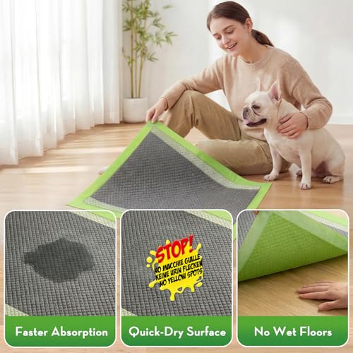Image of CROCI Pee Pads for Dogs, 22 inchx22 inch Small Puppy Pads 100 Counts, 2X Odor-Control with Charcoal & Bamboo Material, 4-Corner Adhesive Tabs, Super Absorbent & Leak-Proof