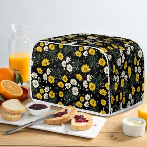 Image of Talayituse Daisy Bubble Print Toaster Cover 4 Slice Wide Slot, Lightweight Bread Maker Cover Dust Protection Washable Appliance Bag, M