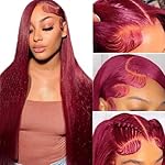 30 Inch 99j Burgundy 13x6 HD Lace Front Wigs Human Hair 250% Density Straight Burgundy Wig Human Hair Wigs for Black Women Glueless Wigs Human Hair Pre Plucked Pre Cut Frontal Wigs With Baby Hair