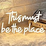 HDJSIGN This Must Be The Place Neon Sign LED Light Up Letter Sign for Wall Decor Wedding Party Custom Neon Night Light for Girls Bedroom Room Preppy Game Room Decor Aesthetic Happy Birthday Gift USB Powered