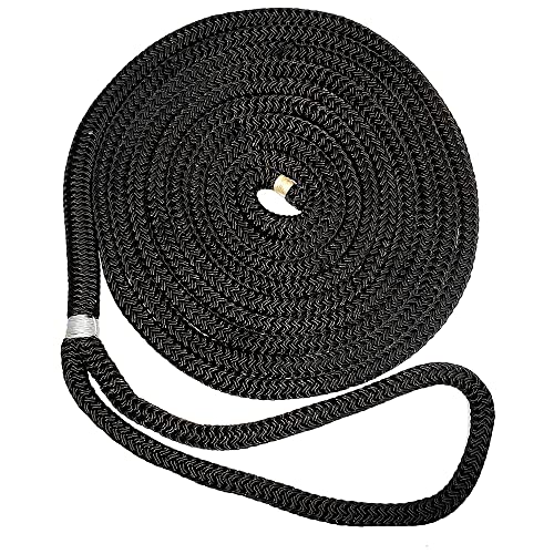 New England Ropes 3/8 X 25' Nylon Double Braid Dock Line - Black