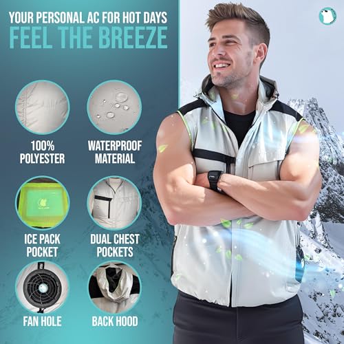 Image of Cooling Fan Vest for Men & Women Breathable Safety vest with 16000mAh Battery 12V Fan 4-Speed Airflow