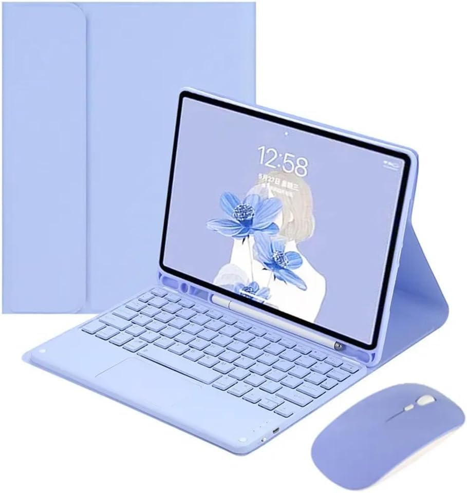 Keyboard Case for Samsung Galaxy Tab A7 10.4 inch (SM-T500/T503/T505/T507/T509), Cover with Keyboard and Mouse, with Pencil Holder, Stand, Detachable Keyboard, Rechargeable, Trackpad (Sky Blue)