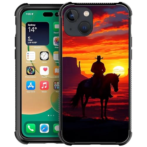 Coque iPhone 14 anti-rayures et antichoc à motif cowboy fille