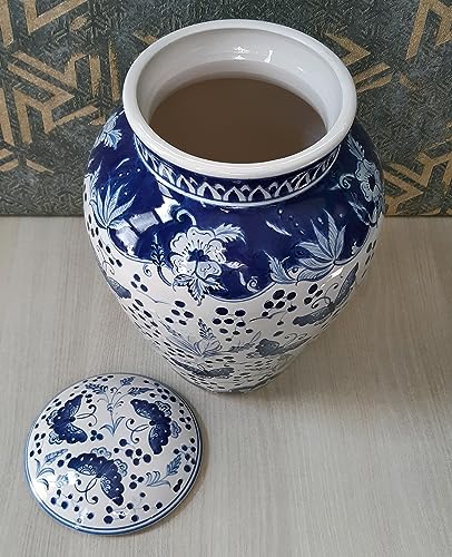 Elegant Handmade Ceramic Cremation Urn for Adults - Bleu-Blanc Blue and White Memorial Urn, 34 cm Tall - Image 6